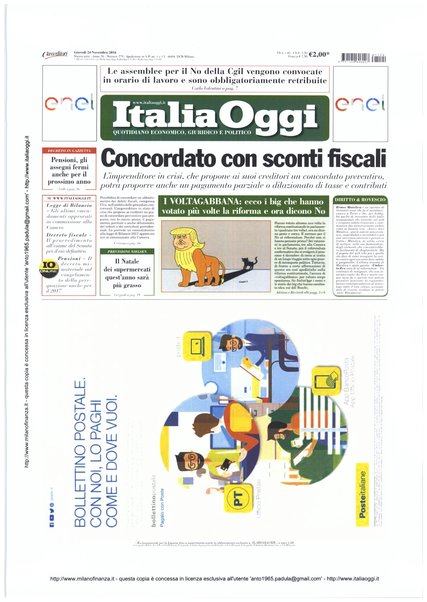 Italia oggi : quotidiano di economia finanza e politica